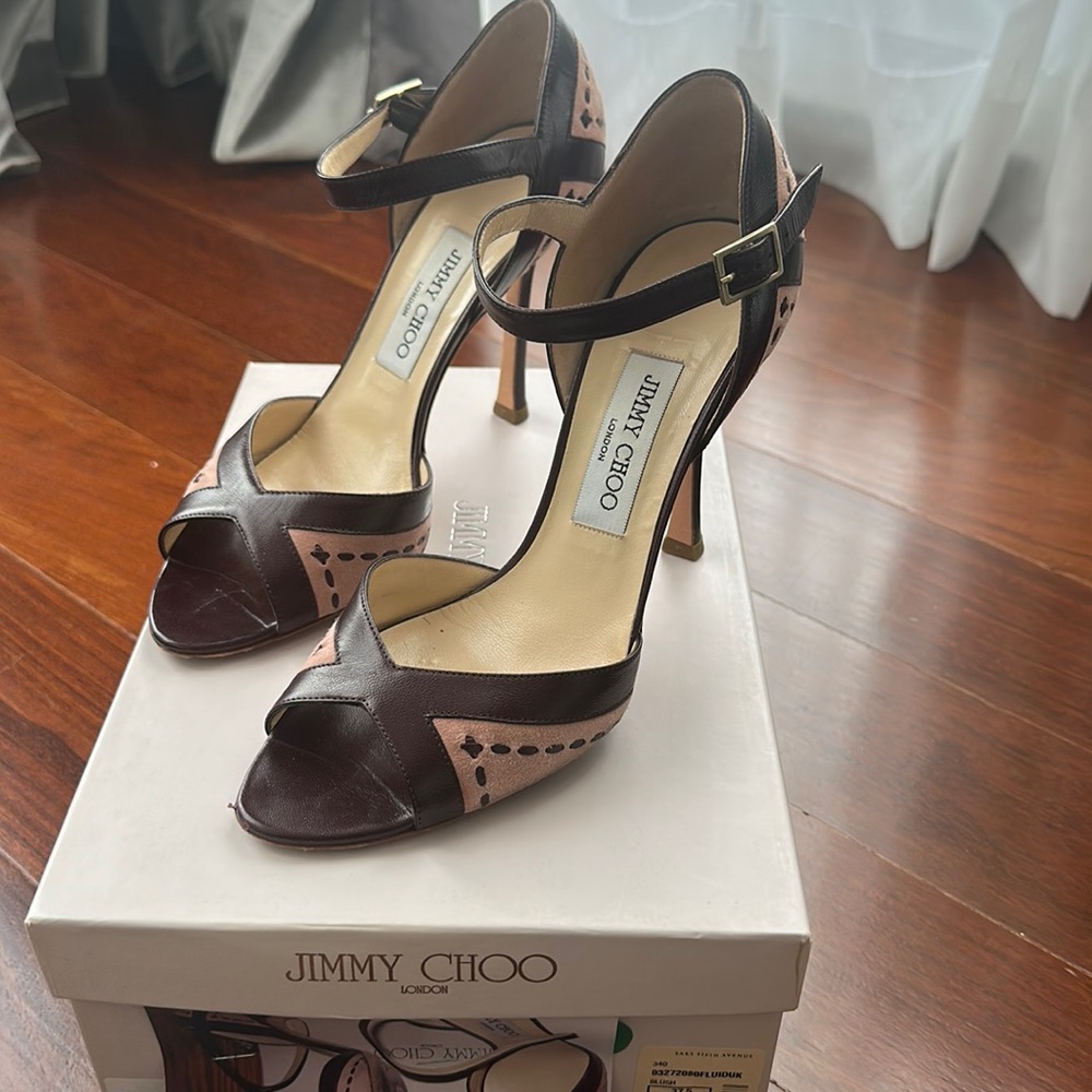 Jimmy choo womens sandals 37.5 suede pumps blush 100 leather Italy shoes
